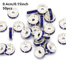 50 buah Manik-manik Bulat Rhinestone AB 4/6/8/10mm Kristal Lepas untuk Pembuatan Perhiasan DIY, Gelang, dan Aksesoris Kalung - oblat - View 28