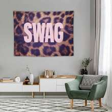 Leopard Print Pink SWAG Slogan Wall Tapestry, Y2K Street Style Wall Hanging For Bedroom Dorm, Perfect Gift For Teens & Streetwear Lovers,Room Decor,Tapestry,Flags,Tapestry For Bedroom,Living Room Deccor,Wall Deocr,Tapestry, Wall Tapestry, Wall Hanging, Boho Tapestry, Wall Decor, Wall Art, Bohemian Tapestry, Mandala Tapestry, Floral Tapestry, Vintage Tapestry, Bedroom Tapestry, Living Room Tapestry, Aesthetic Tapestry, Rustic Tapestry, Farmhouse Tapestry, Nature Tapestry, Fabric Wall Hanging, Art Tapestry, Lightweight Tapestry, Decorative Tapestry,Pink Leopard Aesthetic Hanging, Y2k Streetwear Wall Cloth, Teen Girl Dorm Room Decor, Slogan Graphic Tapestry, Casual Fashion Gift Backdrop - Multicolor - View 3