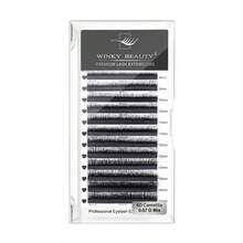 Winky Beauty Mi giả 12 hàng 3D mềm mại, hai lớp, màu hoa trà, độ dày 0.07mm, độ cong C D, mỏng nhẹ, tự nhiên, nhiều lớp, tự động tạo chùm mi, mi nối, mi giả. - Xem 11