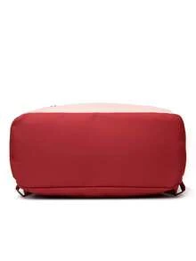 Mochila de nailon para mujer con diseño de solapa, mochila cuadrada minimalista con gran capacidad, adecuada para compras, billetera, monedero, mujeres jóvenes, estudiantes universitarios, principiantes, oficinistas. Ideal para oficina, universidad, trabajo, negocios, viajes al trabajo, actividades al aire libre, viajes y senderismo - Rojo - Ver 4