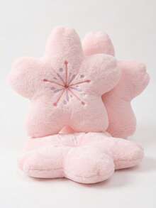 INS Style Cute Sakura Plush Throw Pillow, Double-Sided Embroidered Faux Fur Soft Cushion, Sweet Girl Aesthetic Sofa Lumbar Pillow, Decorative Seat Cushion Suitable For Bedroom Window, Tatami Bed, Office Chair, Indoor Home Relaxation And Nap - Pink - View 4
