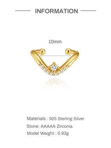 1 chiếc khuyên tai kẹp hình chữ V bằng bạc sterling 925 mạ vàng 18K, đính đá cổ điển, thiết kế thời trang tinh tế, màu vàng, ít gây dị ứng, thích hợp cho nữ và bé gái đeo hàng ngày, quà tặng mùa cưới, tiệc tùng. - Vàng - Xem 11