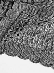 Spring/Summer New Release Bow-Knot Crochet Cardigan - Versatile Layering Knit Top ,2026 Summer Openwork Cropped Cardigan - Lightweight Daily Wear Outerwear,Summer New Arrival Crochet Tie-Front Cardigan - Casual V-Neck Long Sleeve Top,Cropped Knit Cardigan Sheer Crochet Cardigan ,Beach Cover Up Cardigan,Cropped Tie Front Sheer Knit Cardigan V Neck Crochet Cover Up Cardigan,Tie Front Cardigan, Boho Knit Cardigan,Scallop Hem Cardigan - Xám - Xem 5