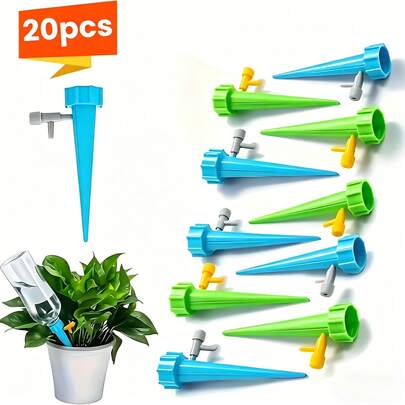 20 que tưới tự động cho cây trồng, thiết bị tưới tự động ngoài trời, thiết bị cắm với van điều chỉnh cho hệ thống tưới cây trong nhà và ngoài trời.