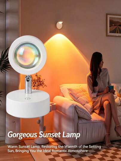 Đèn chiếu hình hoàng hôn có thể điều chỉnh, 1 chiếc, có công tắc cảm ứng, xoay được, hai màu đen trắng, thích hợp cho phòng ngủ, đầu giường, phông nền phát trực tiếp, chiếu sáng chụp ảnh tự sướng, trang trí nhà ở, trang trí bàn làm việc, sử dụng đa năng.