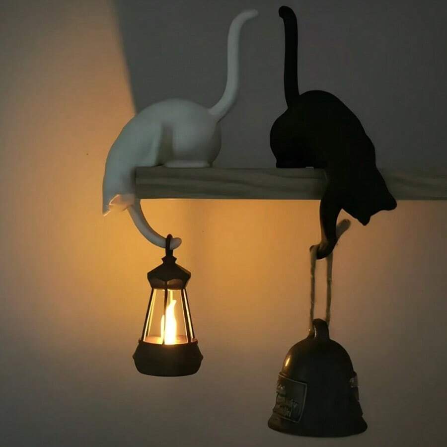 Adorable Cat Key Holder Statue - Playful Multi-Purpose Decor With Functional Hook For Keys, Perfect Desk Organizer For Office, Study Or Entryway, Cute Home Accent - A - View 1