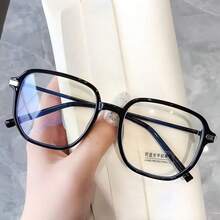 1pc Women's Square Fashion Glasses, Classic Modern Minimalist Style, Beach Accessory, Women's Glasses, Business Casual Outfit For Summer Beach Vacation, Outdoor Travel Leisure, Extra Large Frame, Suitable For Outings, Back To School Season - Clear - View 3