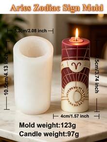3D Aries Zodiac Sign Cylinder Candle Silicone Mold Sun Moon Relief DIY Craft Mold Home Decor - Aries - View 8