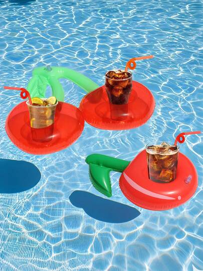 1pc Summer Adorable Cherry Inflatable Drink Holder, Floating 2-Cup Float, Ideal For Pool Parties, Beach Days And Hot Tub Fun
