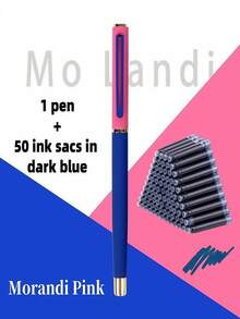 51pcs Set/(1 Ballpoint Pen + 50 Refill Cartridges) Premium Dual-Tone Metal Ballpoint Pen, 4 Color Options, Gel Matte Body Texture, Suitable For Daily Writing, School, Office, Business Signing, Great Gift Choice For Holidays - 51pcs Set - View 16
