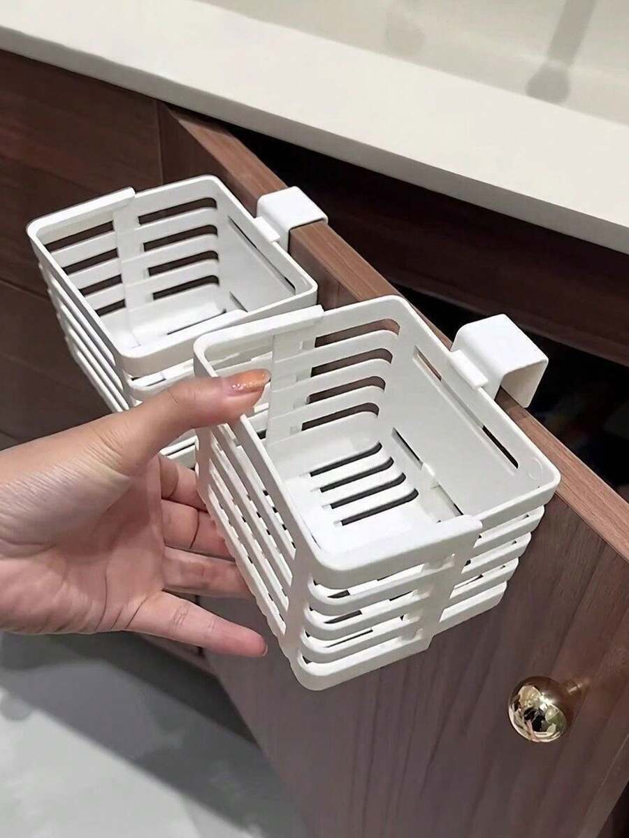 1pc Expandable Hanging Storage Basket, Multifunctional Storage Box Without Drilling, Suitable For Cabinet Drawers, Desktops, Kitchen, Bathroom And Office - Multicolor - View 1