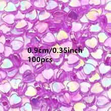 100 hạt acrylic hình trái tim màu AB 9mm trong suốt, hạt rời dùng làm phụ kiện trang sức DIY vòng cổ và vòng tay. - Hình trái tim - Xem 14