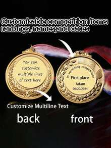 1pc Customized Metal Medal/Tag - Customized Zinc Alloy Medal With Wheat Ear Design, Suitable For Children's Competitions, Sports Events And Marathons, Can Be Used As Honor Commemorative Medal Or Gift To Encourage Children - Multicolor - View 9