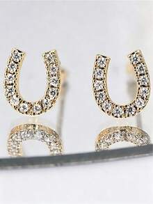 1 Pair Luxury U-Shaped Horseshoe Earrings, Unique Design Earrings, High-End Gift - W10089 - View 9