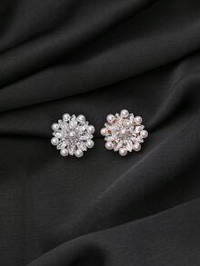 1/2/4pcs 22mm Elegant Rhinestone & Faux Pearl Button Covers For Women, Crystal Button Covers, Detachable Clip On Button Covers, Crystal Fancy Buttons For Clothing, Button Snaps With Pliers Press For Dress Suit Tux Shirt Accessories, Lead Color - Multicolor - View 7