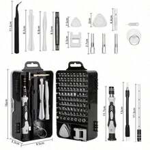 115-In-1 Magnetic Repair Tool Kit, Precision Screwdriver Set, Anti-Slip Portable Tool Set, Ergonomic Handle, For Phones, Laptops, Watches, Electronics, Chrome Vanadium Steel, Silver Gray, Shockproof - 查看 4