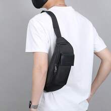 Túi đeo hông đa năng chống thấm nước dành cho nam, túi đeo chéo vai bằng nylon nhẹ với dây đeo có thể điều chỉnh, túi đeo hông nhiều ngăn phù hợp cho du lịch và sử dụng hàng ngày, màu xám/đen/xanh dương. - Nhiều màu - Xem 5