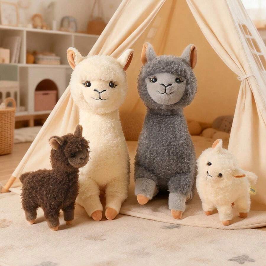 1pc Realistic Plush Alpaca Stuffed Animal Doll, Soft & Comfortable, Cute Animal Shaped Gift, Suitable For Children - Alpaca Curls - View 1