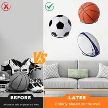 Heavy Duty Wall Mounted Ball Rack, Metal Basketball/Football/Volleyball Display Holder With Installation Accessories, Space-Saving Ball Storage For Home, Gym, Garage - Ball Storage Rack - View 6