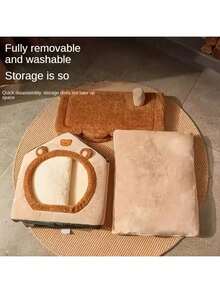 Available In Multiple Sizes, Plush Pet House And Bed - Removable And Washable Cover, All-Season Cushion For Indoor Dogs And Cats - Warm Dog Kennel, Anxiety Relief, Soft Support, Padded, Gift-Ready, Washable, Detachable, Easy Assembly - Multicolor - View 4