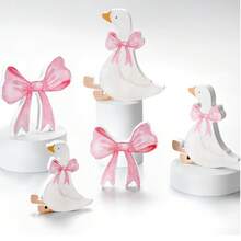 5pcs Wooden Silly Goose Holiday Party Fun Long Table Centerpiece Decor, Festival Party Decoration, Baby First Birthday Party Tabletop Ornament - Pink - View 8