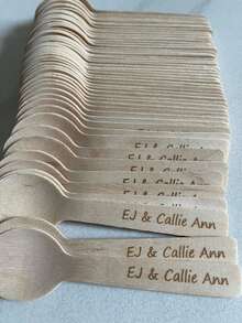Custom Engraved Wooden Popsicle Sticks 50/100/200pcs, Personalized Name/Logo Printing, Suitable For Birthday Party, Baby Shower And DIY Crafts, Natural Wooden Ice Cream Sticks For Party Favors, Wedding And Children's Crafts - Multicolor - View 6