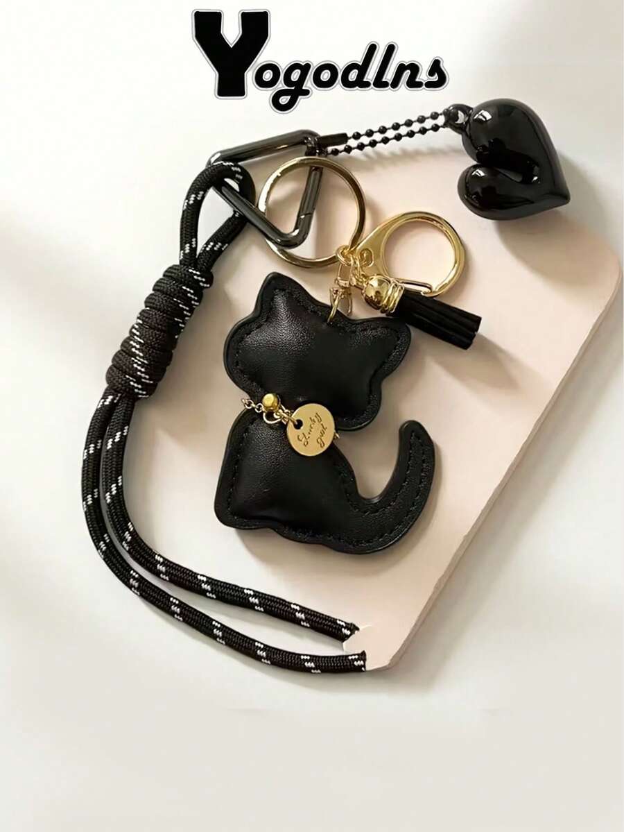 Yogodlns Elegant Cat Shaped Keychain, Artistic Rope Keychain, Unique Key Chain, Stylish Bag Charm, Cute Cat Keychain, Cartoon Keychain, Fashion Bag Accessory Festival Graduation Teacher Appreciation Gifts Gift - Multicolor - View 1