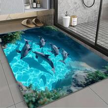 Single Pack, 2D Fish-Shaped Quick-Drying Bathroom Mat, Knitted Polyester Bath Mat With Non-Slip Rubber Backing, Draining Shower Floor Mat, Decorative Bathroom Mat For Home Decor - (5) - View 9