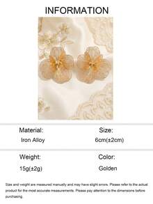 1 Pasang Anting-Anting Bunga Dua Lapis Berwarna Emas yang Modis, Anting-Anting Desain Bunga Berlapis-lapis yang Mewah untuk Wanita, Cocok untuk Pemakaian Sehari-hari - Emas - View 4