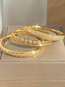 Bộ vòng tay mạ vàng 18K đính pha lê hai hàng, trang sức thiết kế, vòng tay vàng, trang sức phong cách Bohemian, thích hợp để đeo hàng ngày, làm quà sinh nhật, hẹn hò, dự tiệc, đi biển, lễ Phục sinh, lễ hội, quà tặng ngày Valentine, trang sức mùa hè. - Nhiều màu - Xem 2