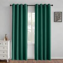 1 Piece Thermal Blackout Curtain 135x225 Cm, Total Light And UV Ray Blocking, Noise And Temperature Insulation, Ideal For Bedroom, Living Room Or TV Room - 墨綠色 - 查看 6