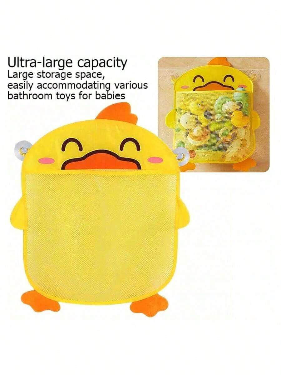 1 pieza Malla de almacenamiento de juguetes de baño, organizador de juguetes con forma de pato, soporte de juguetes de baño para bebés, estante de juguetes de bañera, diseño de animal lindo, mantiene a los niños secos y ordenados, patito amarillo, con 2 ventosas resistentes, gran regalo para Halloween/Pascua/Navidad/Cumpleaños/Acción de Gracias