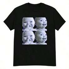 AI Baby Holding Laugh T-Shirt Tuff Baby Meme Shirt Viral Brainrot Tee - Đen 5 - Xem 1