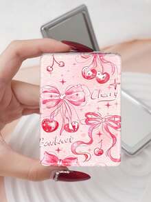 1 pieza Espejo de vanidad plegable estético Y2K, espejo portátil ligero y manual, de cuero de PU duradero, adecuado para todas las ocasiones y personas, espejo de maquillaje rectangular plegable - Multicolor - Ver 15