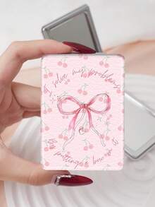 1 pieza Espejo de vanidad plegable estético Y2K, espejo portátil ligero y manual, de cuero de PU duradero, adecuado para todas las ocasiones y personas, espejo de maquillaje rectangular plegable - Multicolor - Ver 9