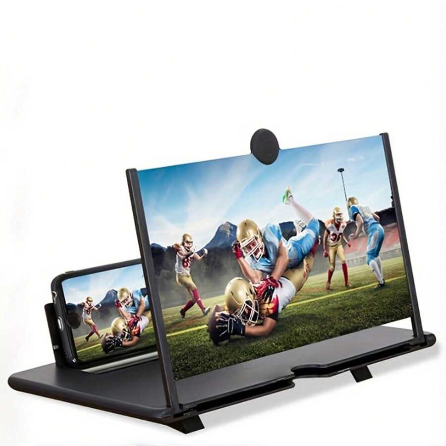 1 pieza Magnificador de pantalla extraíble de 10" y 12" de material ABS+acrílico, magnificador de pantalla de teléfono HD 3D creativo, soporte inclinado, magnificador de escritorio para teléfono, aumento aproximado de 3-4X, funciones: magnificar, protección ocular, anti-radiación, soporte