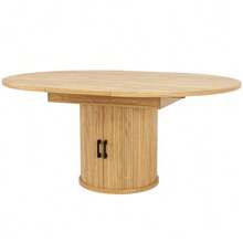 Large, Small, Small, Balkontisch, Large Tischplatte Runder Esstisch, Large Oval, 118-158 Cm, Platz Für Bis Zu 6 Personen, Holzfarbe - 紫紅色 - 查看 8