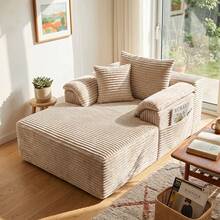 Sofá cama seccional extragrande Cloud de 122 cm: chaise longue doble con diseño mullido y sin huesos, cojines de felpa y sin necesidad de montaje. Moderno sofá cama para espacios pequeños, sala de estar, apartamento y noches de cine. - Beis - Ver 2