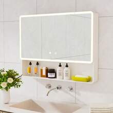 LED Bathroom Medicine Cabinet With Single-Color Warm Light.Anti-Fogging Easy To Install Aluminum-Plastic Cabinet. 35.43*27.56 Three-Door - White +Three Door+ Aluminium + Plastic+(35.43*27.56)1 - View 1