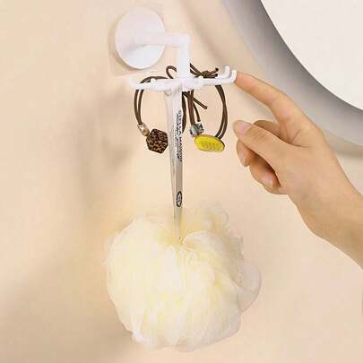 1pc Multi-Function 7-Claw Rotating Hook - Easy Installation, Wall-Mounted Without Drilling, Load Bearing 4.99kg, 360° Seamless Adhesive Practical Hook, Suitable For Kitchen And Bathroom Storage, Bathroom Hook