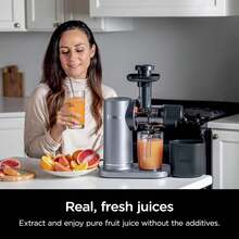 Certified Refurbished Ninja JC150 NeverClog Cold Press Juicer, Powerful Slow Juicer With Total Pulp Control, Countertop, Electric, 2 Pulp Functions, 2nd Generation, Silver (Renewed) - View 5