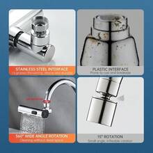 1pc Multi-Function Faucet Adapter - Suitable For Bathroom Sink Faucet, Kitchen Sink Faucet Replacement Parts, Household Essential - Silver - View 5
