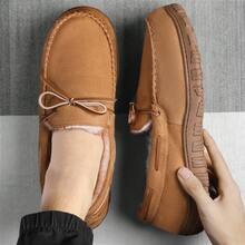 Men Moccasin Slippers With Cozy Faux Fur Lining, Memory Foam Comfort & Hard Sole, Indoor Outdoor House Shoes Classic Style - 米色 - 查看 2