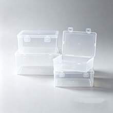 4 piezas Caja de almacenamiento multifuncional para joyas y cosméticos, a prueba de polvo y humedad con tapa, transparente, apilable (accesorios no incluidos) - Blanco - Ver 4