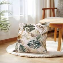 1 pezzo Federa per cuscino con stampa acquerello a foglie tropicali, in morbido velluto pesca, stampa monofronte 45*45CM, adatta per soggiorno, camera da letto, divano, decorazione della casa, regalo per le vacanze (senza inserto per cuscino) - Multicolore - Visualizzare 6