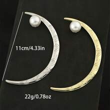 1pc Minimalist Faux Pearl Crescent Hairpin, Geometric Pattern Cheongsam/Hanfu Hair Accessory, Suitable For Party & Events,Festival,Birthday - Multicolor - View 6