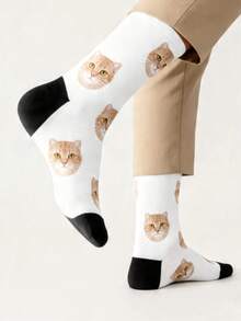 1 par de calcetines personalizables con diseño de rostro, añade tu propia foto, calcetines exclusivos, estilo de pareja, adecuados para la familia - Multicolor - Ver 3