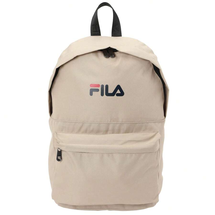FILA حقيبة ظهر يومية وللمدرسة للجنسين، حقيبة ظهر Formosa S'Cool Two، 100% بوليستر، إغلاق بسحاب، جيب أمامي، شعار مطبوع، تصميم بسيط - بيج - مشاهدة 1