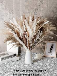 50 Peças Flores Artificiais de Taboa, Decoração de Grama Falsa de Rabo de Coelho, Adequado para Jardim, Sala de Estar, Decoração Doméstica, Quarto, Festa, Casamento - Multicolorido - View 1