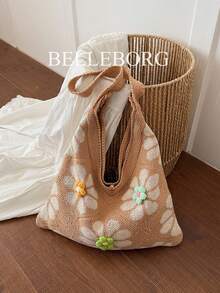 Elegant Versatile Textured Lightweight Large Capacity Foldable Fashion Women Shoulder Bag - Khaki - View 7